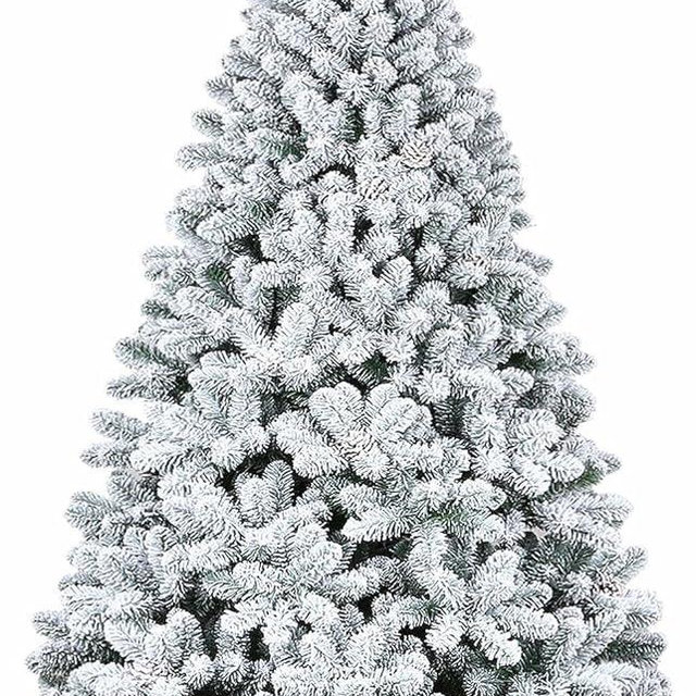 Hykolity 6.5 ft Snow Flocked Artificial Christmas Tree w/Pine Cones, 1032 PVC Branch Tips, Metal Stand and Hinged Branches, Holiday Decoration Trees for Home