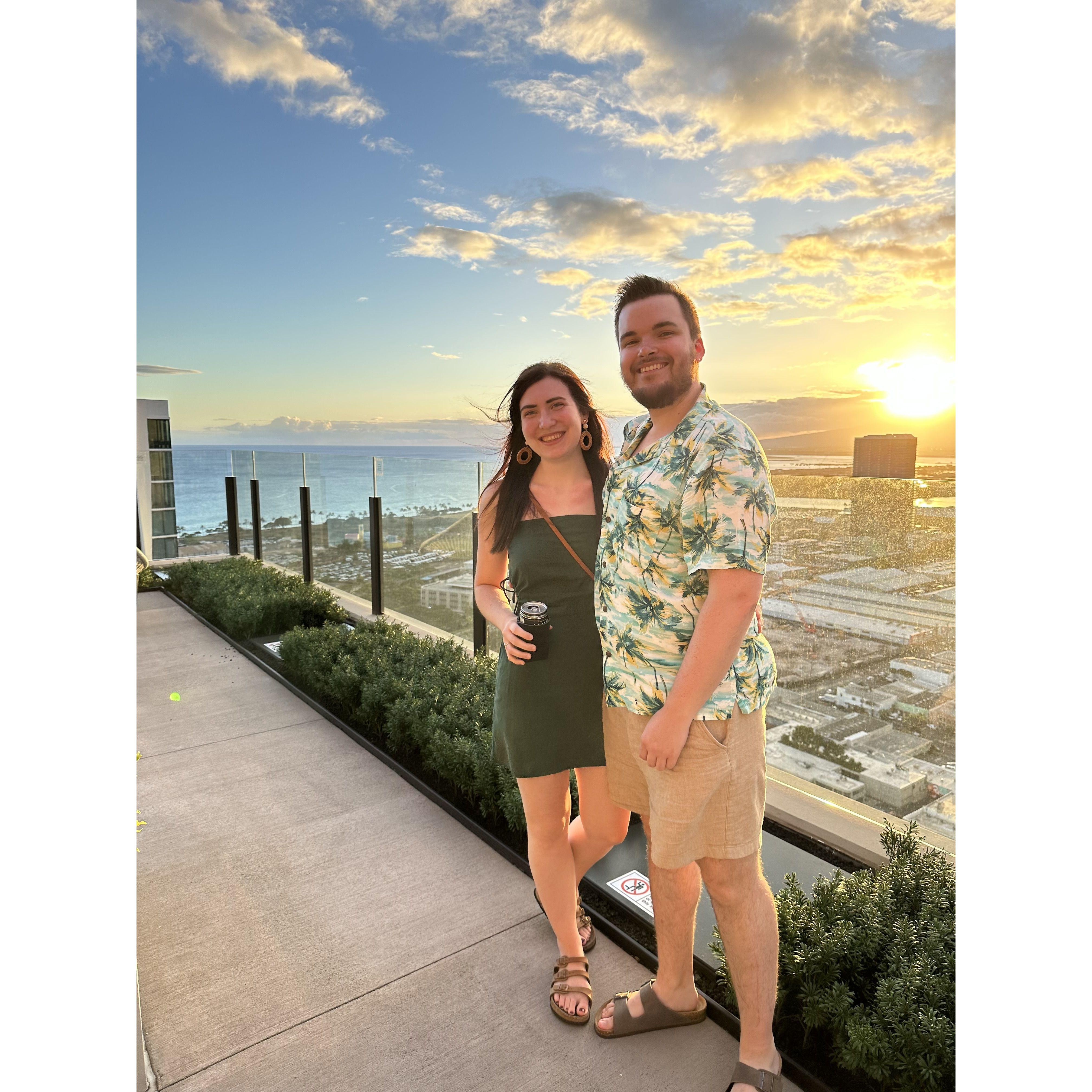 Rooftop sunset in Oahu!