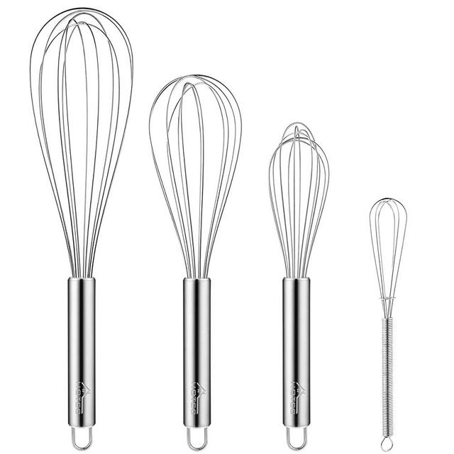 Hotec 4 Pieces Stainless Steel Whisk Set Wire Whisk Balloon Whisk Egg Beater Kitchen Utensils for Stirring, Beating, Blending