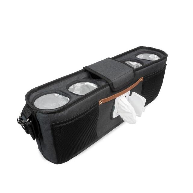 WONDERFOLD Parent Console Stroller Organizer with Insulated Cup Holders, Hook and Loop Closure Handle Attachment, 2 Storage Pockets, and Removable Shoulder Strap for Easy Transport