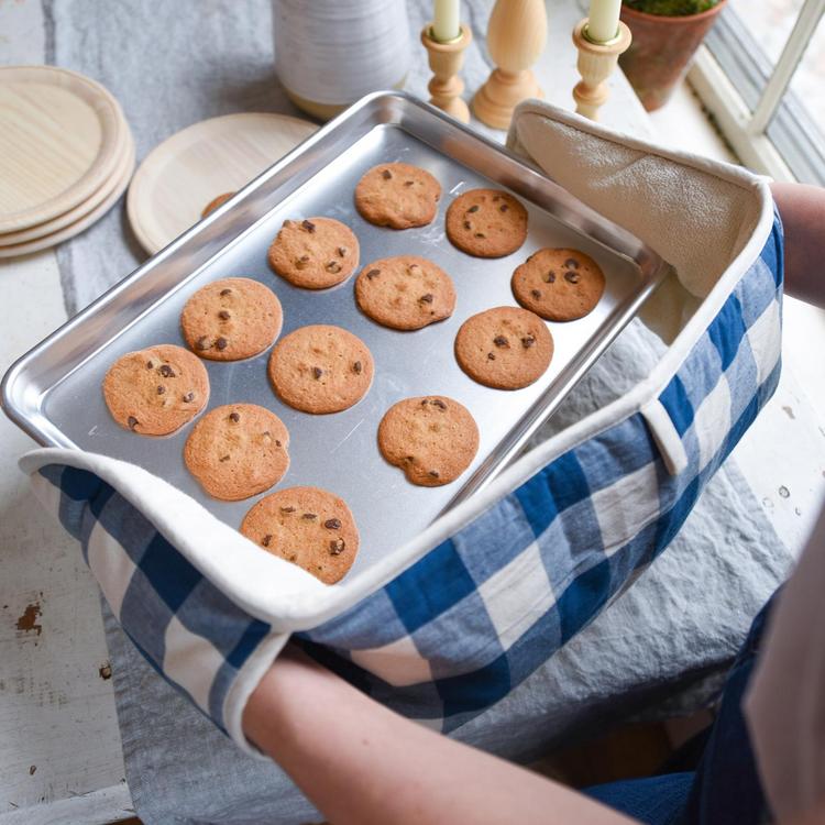 Double oven mitt (1 pcs) in Natural gingham