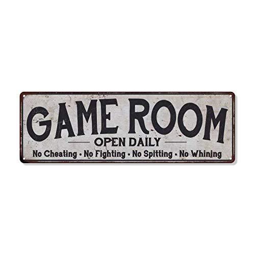 Game Room Sign Vintage Decor Wall Signs Gameroom Decorations Ideas Games Arcade Retro Gamer Wall Art Gaming Retro Gift 6 x 18 High Gloss Metal 206180091035