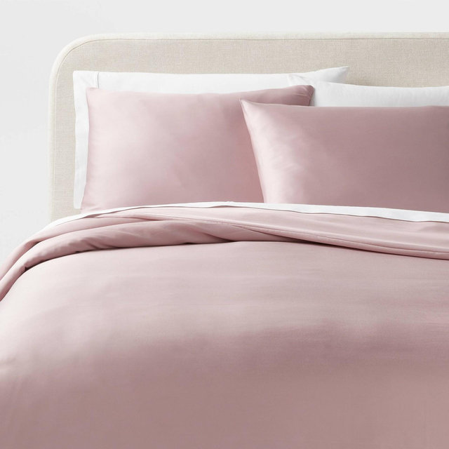 King TENCEL™ Duvet Cover and Sham Set Blush - Threshold™: OEKO-TEX Certified, 320 Thread Count, Cooling Satin Weave