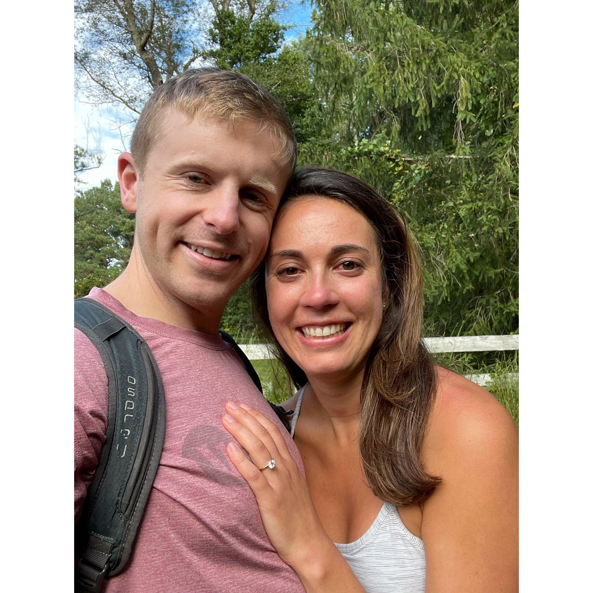 Snapped right after we got engaged. Johnny planned the best day, which ended with a proposal in a secluded spot at a local nature preserve. Lots of happy tears!