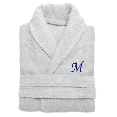 Linum Home Textiles Small/Medium Herringbone Turkish Cotton Unisex Bathrobe in Light Grey