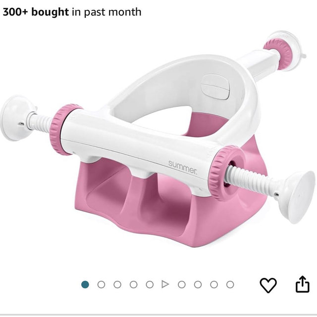 Summer by Ingenuity My Bath Seat for Sit-Up Baby Bathing, Sure & Secure Suction Cups, ASTM Safety Tested & Approved, Backrest for Assisted Sitting, Easy Setup & Storage, Pink