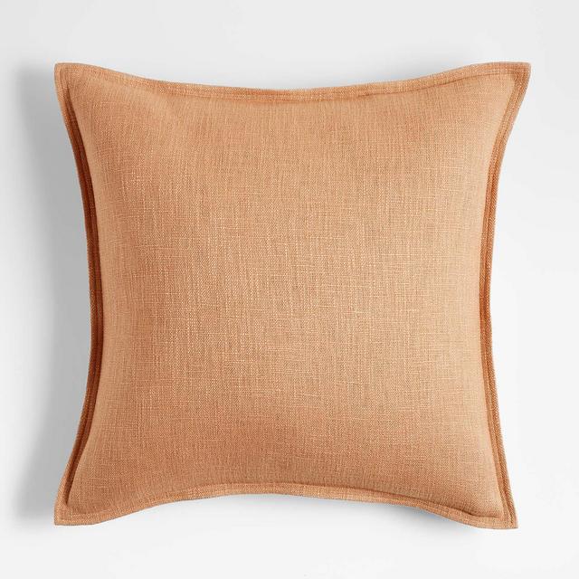 Terracotta 20"x20" Organic Laundered Linen Throw Pillow with Down-Alternative Insert