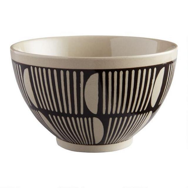 Black And Sand Half Moon Wax Resist Noodle Bowl