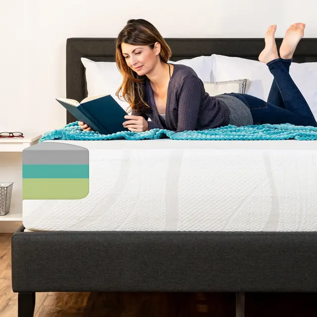 Best Choice Products 12in Full Size 3-Layer Medium-Plush Charcoal Gel & Green Tea Infused Memory Foam Mattress