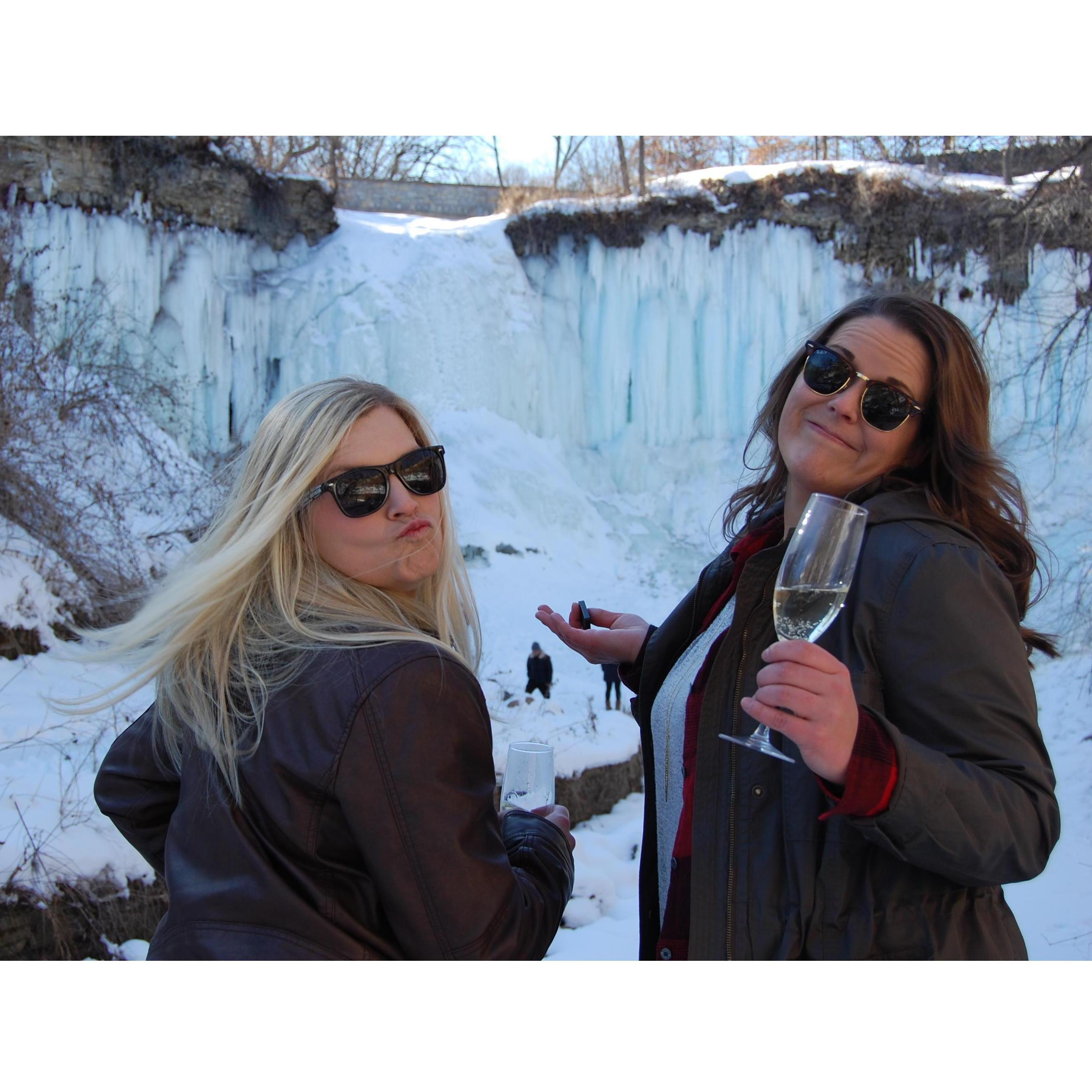 Anniversary photo session at a frozen Minnehaha Falls. This was a pleasant outtake. 😂