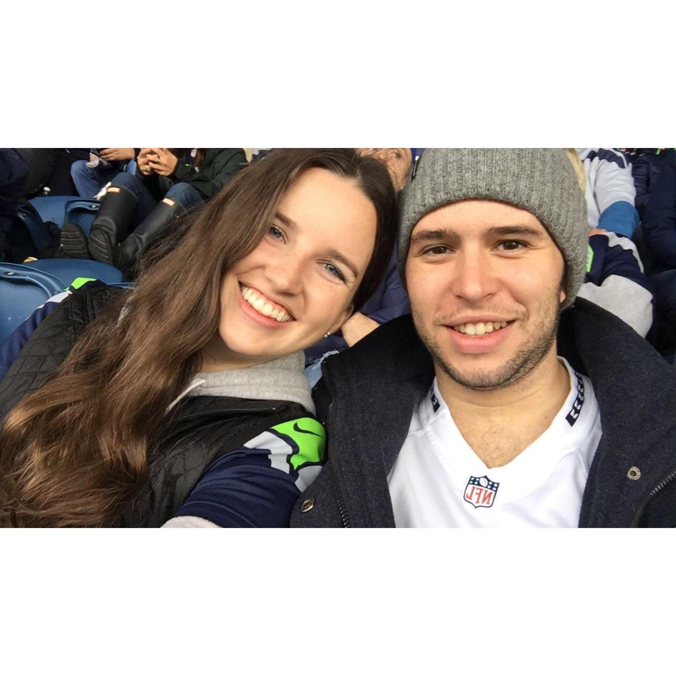 Chad took Julianne to her first Seahawks game!