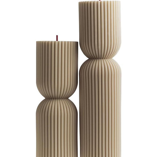 LAWA Hourglass Pillar Candle - Large Beautiful Handmade Pillar Scented Soy Wax Candle Elegant Bubble Aesthetic Candle Housewarming Gift Home Room Shelf Decor Idea Moon Gray (Set of 2)