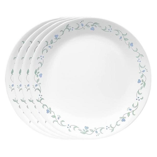 Corelle Vitrelle 4-Pieces 8.5" Glass Salad/Appetizer Plates, Chip & Crack Resistant Glass Dinnerware Set Plates, Country Cottage