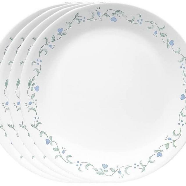 Corelle Vitrelle 4-Pieces 8.5" Glass Salad/Appetizer Plates, Chip & Crack Resistant Glass Dinnerware Set Plates, Country Cottage