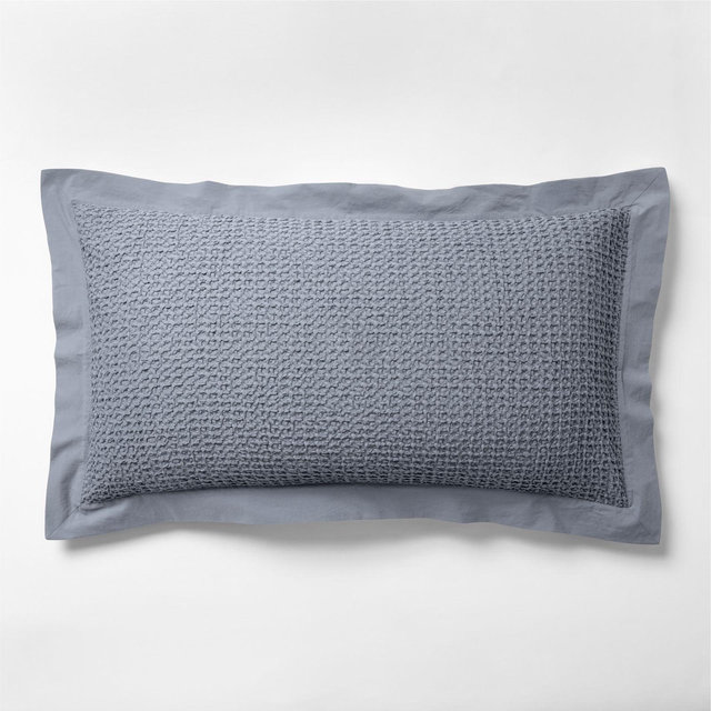 Organic Cotton Waffle Smoke Blue King Bed Pillow Sham