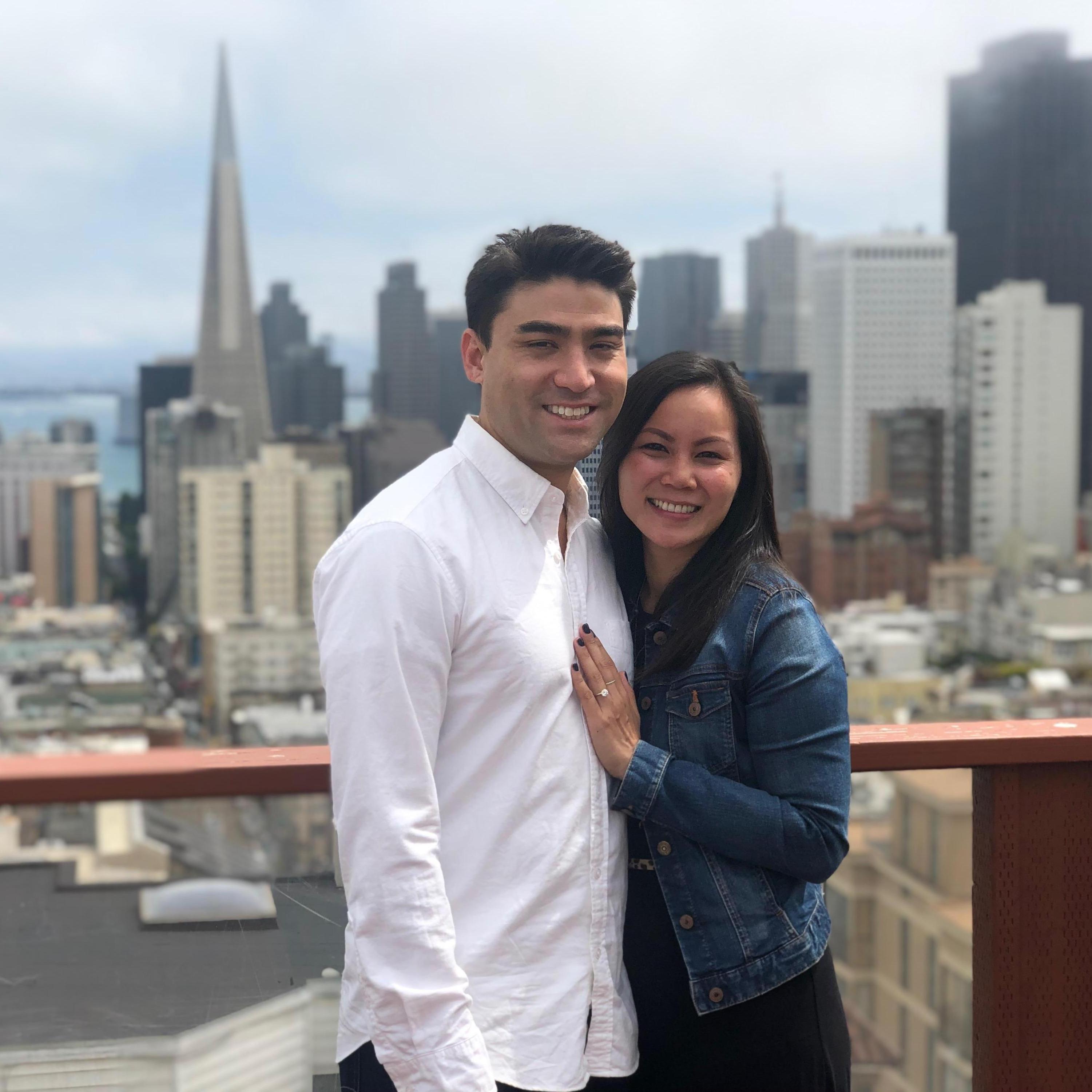 On the rooftop of Apt 303--where we had our first kiss and where Derek proposed