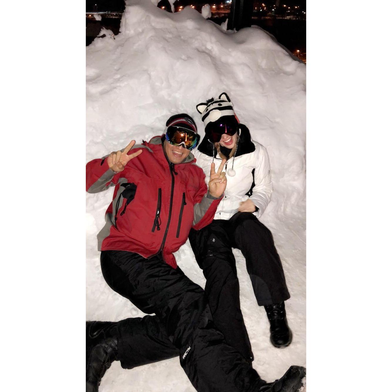 Enjoying a Ski themed party at Hotel Lincoln in Chicago.