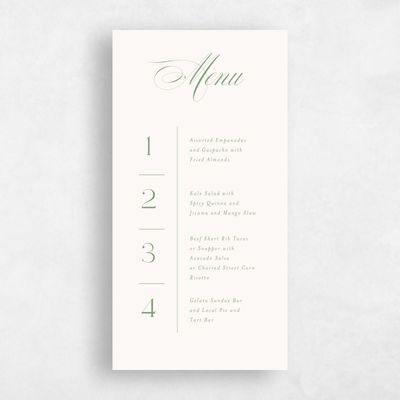 Bright Sage, Green Wedding Menu - Classic Chapel