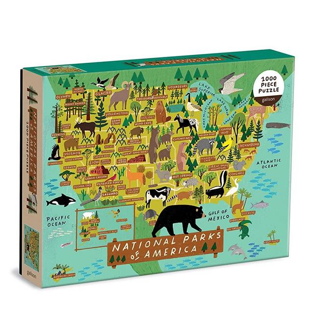 Galison National Parks of America Puzzle, 1000 Pieces, 27” x 20” – Difficult Jigsaw Puzzle Featuring Stunning and Colorful Artwork by Anne Bentley – Thick, Sturdy Pieces, Challenging Family Activity