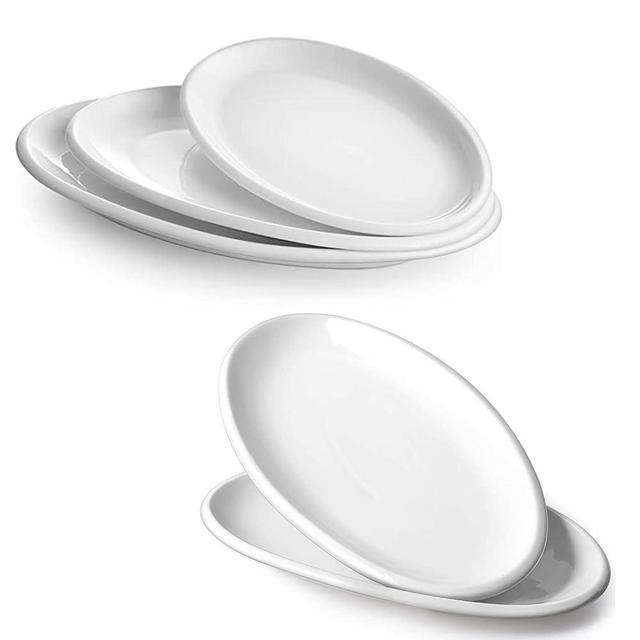 DOWAN Bundle - 14" White Serving Platters for Entertaining + 16"/14"/12" Oval Serving Dishes