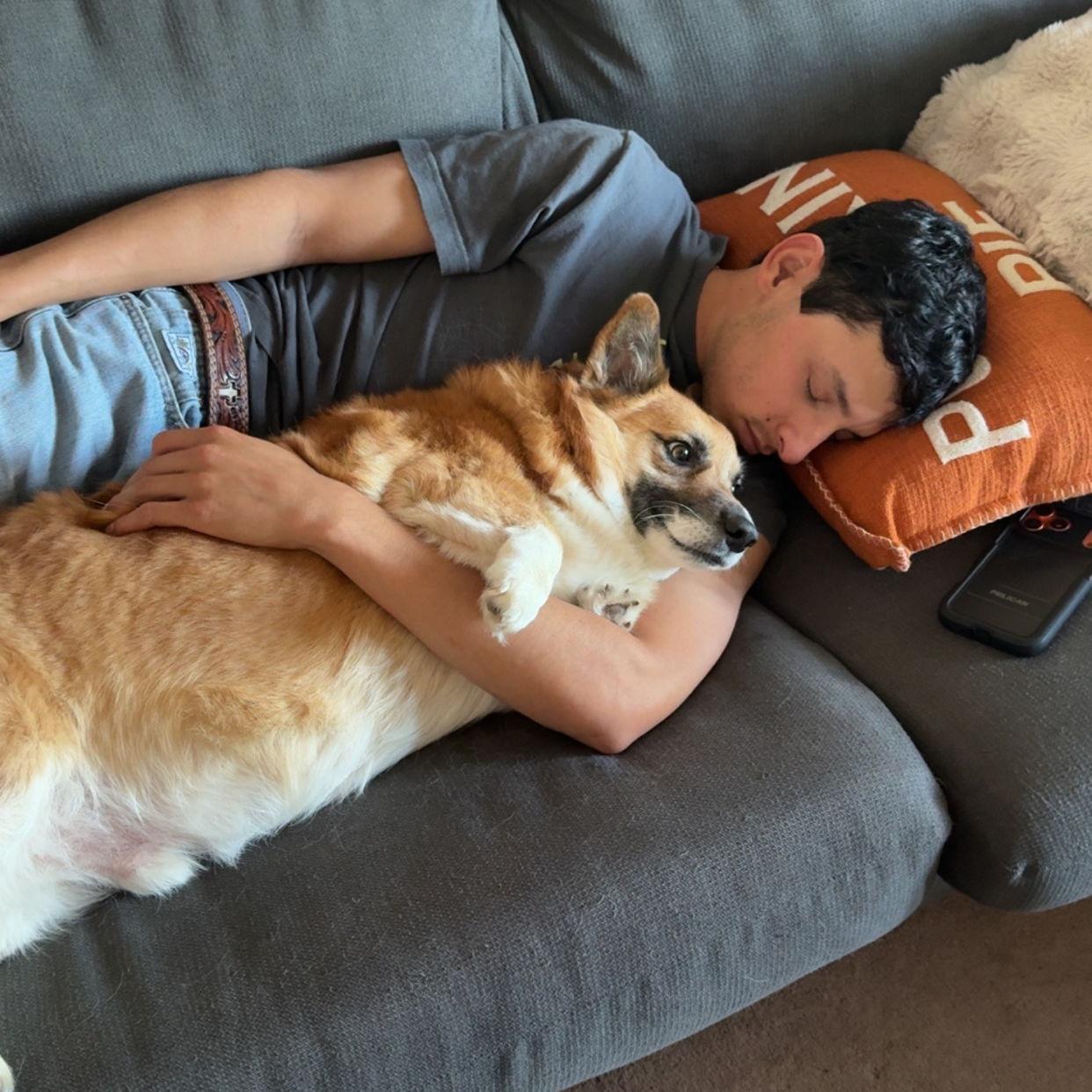 Ziggy cuddles.
