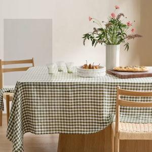 European Linen Tablecloth in Olive Gingham