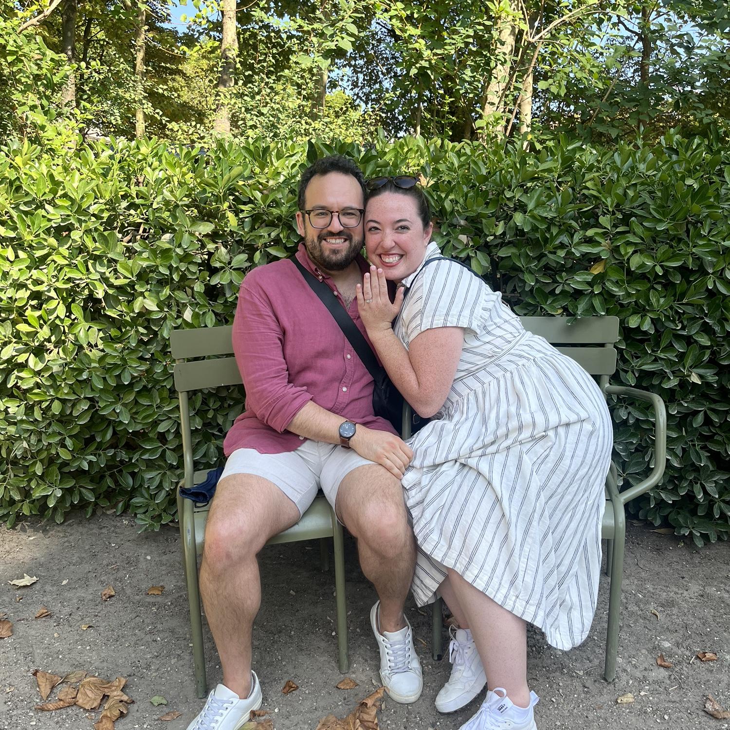 A nice stranger in the garden took this picture for us right after Steven proposed