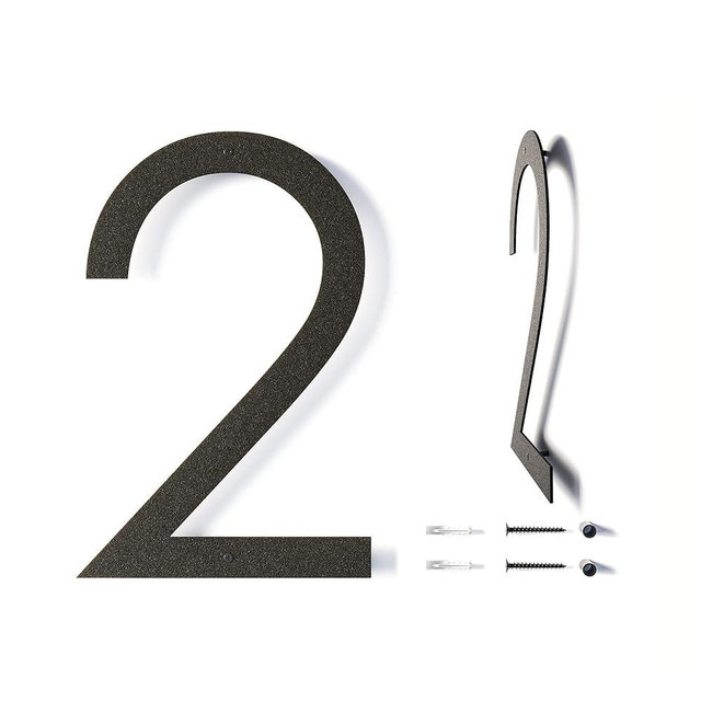 12 Inch Modern Floating House Numbers for Outside | Large Metal House Numbers for Outdoors | Black Coated Rust-Proof Home Address Numbers/Plaques | Metal Numbers