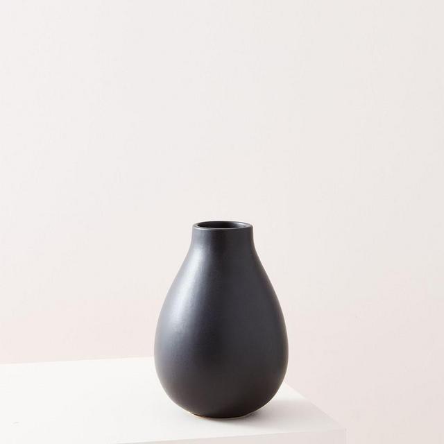 Pure Black Ceramic Vase, Small Raindrop 