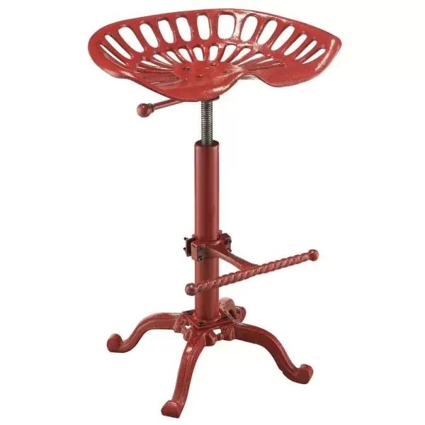 Adjustable Height Red Bar Stool