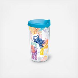 Mehndi Elephant Tumbler with Travel Lid