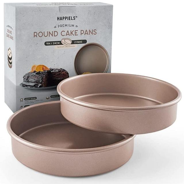 HAPPIELS Premium Extra Thick 9-Inch Round Cake Pans 2-Pack Nonstick | Set of 2 Baking Pans 2 inches Deep 9''