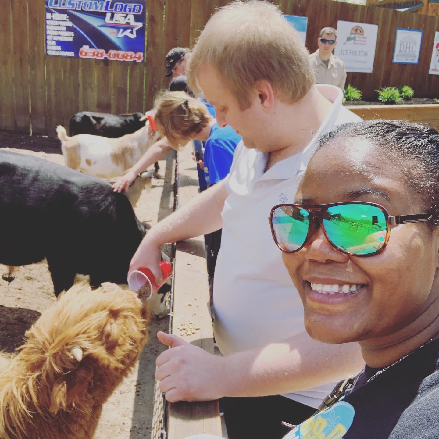 At a petting zoo in Syracuse, NY :) Mooooo!