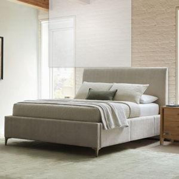Andes Side Storage Bed - California King - Nontufted - Standard (46') - Sand, Performance Distressed - Dark Pewter Velvet -