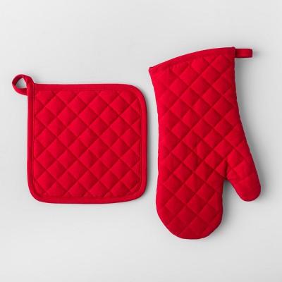 Solid Pot Holder & Oven Mitt Set Red - Made By Design™