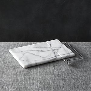 Crate & Barrel French Kitchen Marble Cheese Board with Slicer