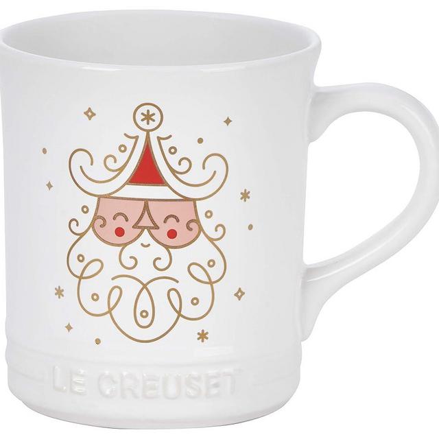 Le Creuset Stoneware Noel Collection: Santa Mug, 14 oz., White w/Applique