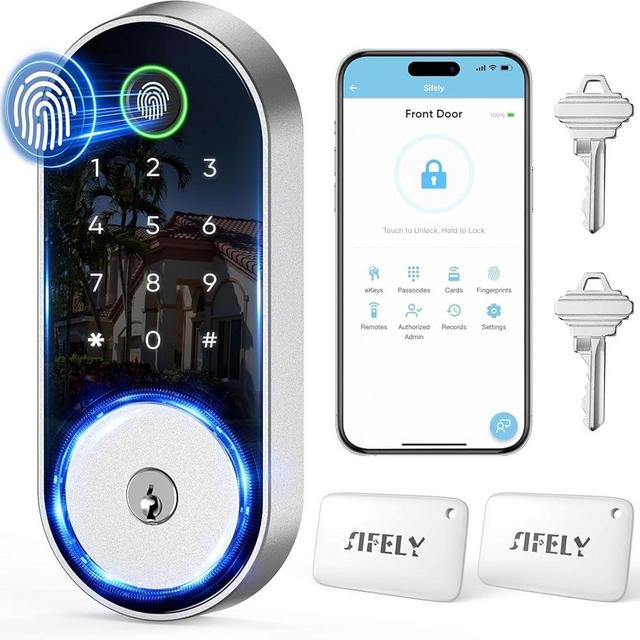 Keyless-Entry Door-Lock Deadbolt Smart Lock: Electronic Deadbolt with Keypad, Fingerprint & Code Access, Digital Door Keypad for Front Doors, Entry Doors and Exterior Doors (Nickel)