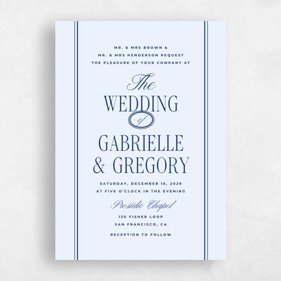 Dark Blue Wedding Invitation - Querido Portrait