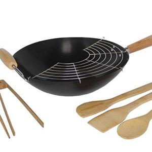 IMUSA USA 7pc 14" Coated Traditional Complete Wok Gift Set