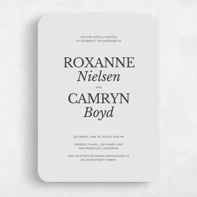 Grey Rounded Wedding Invitation - Jaramillo Classic