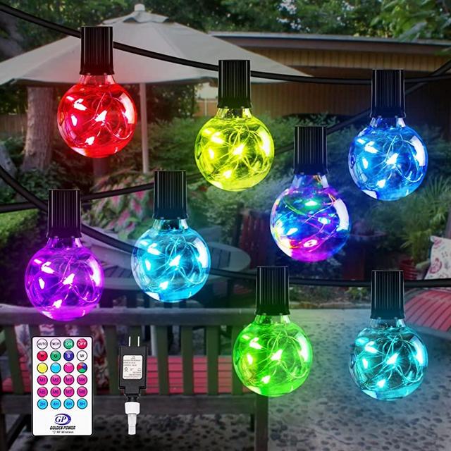 LED Outdoor String Lights, Ollny G40 Patio String Lights with 32 Shatterproof Waterproof Bulbs (2 Spare)UL Listed RGB Color Changing Globe Lights for Outside Backyard Garden Bistro Easter Party - 35ft