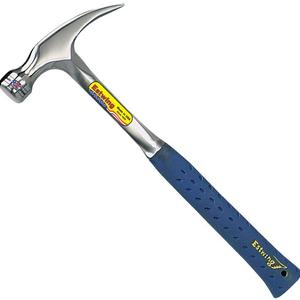Estwing Hammer - 16 oz Straight Rip Claw with Smooth Face & Shock Reduction Grip - E3-16S