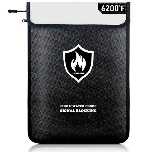 6200°F Upgraded Fireproof Document Bag, 15.7" x 11.4" Faraday Bag, Water Resistant Fireproof Money Bag with Zipper, 18 Layers of Heat Insulated Materials, RFID Blocking Bag, Anti-Theft Anti-Tracking