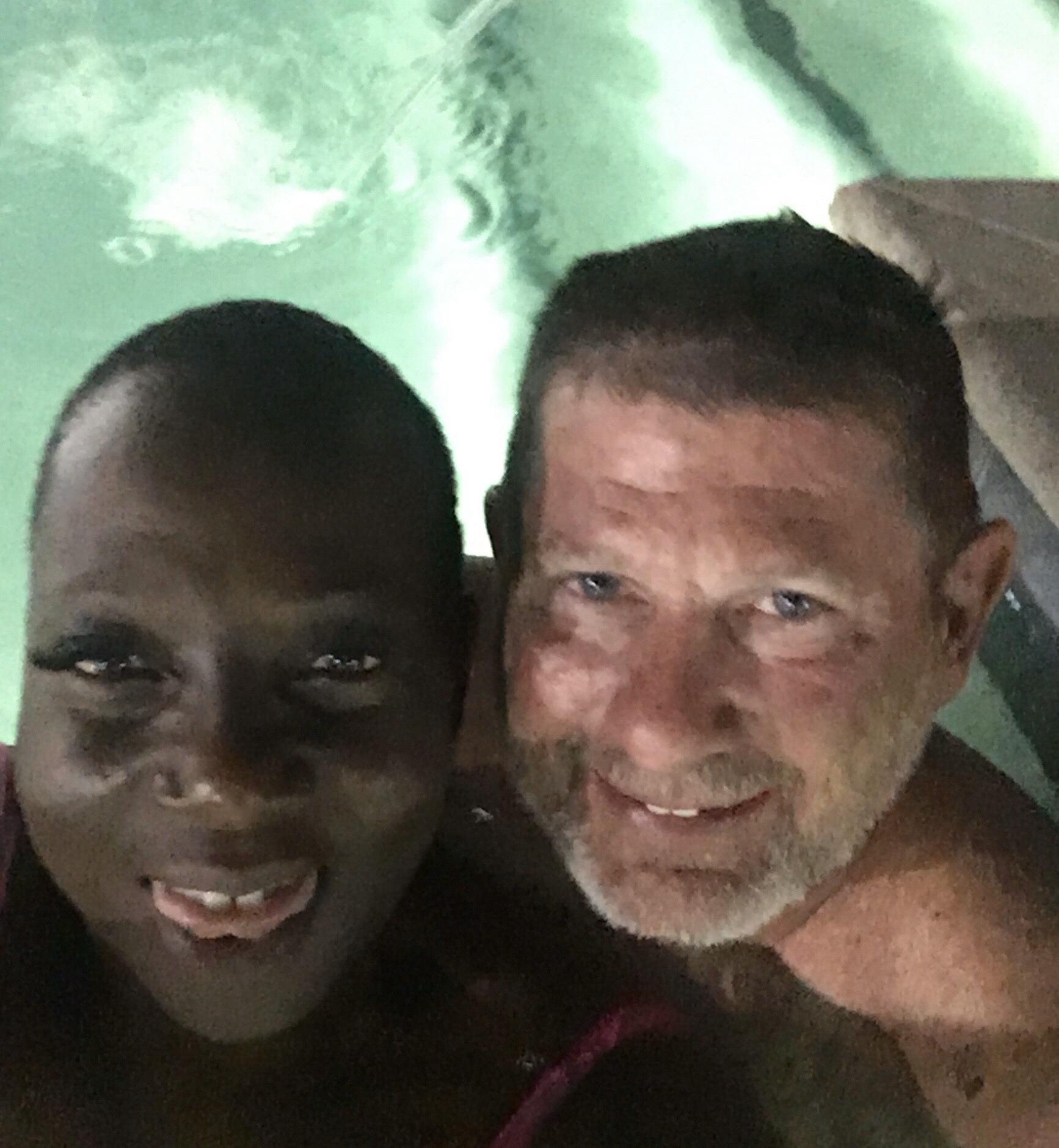 Evening pool time at home. And, yes, we were a little buzzed!!