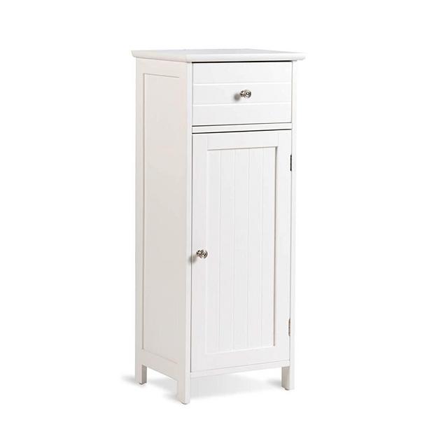 GLACER Bathroom Floor Cabinet, Multifunctional Freestanding Side Storage Cabinet with Adjustable Shelf, Equipped with Anti-toppling Fitting, 14 x 12 x 34.5 inches (White)