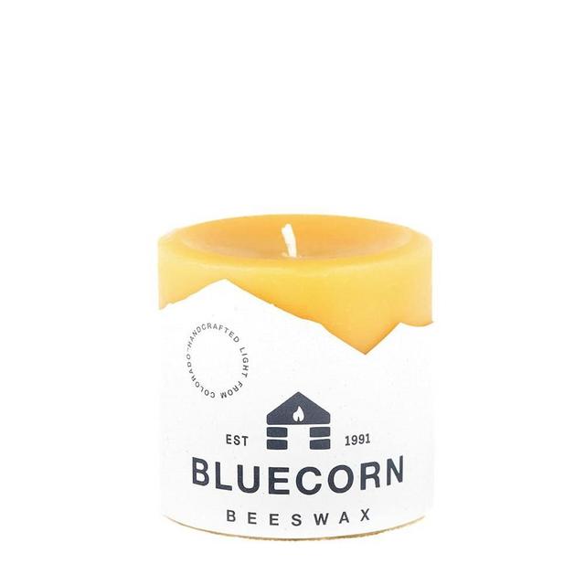 Bluecorn Beeswax 100% Pure Beeswax Pillar Candles | Natural Beeswax Candles, Unscented Yellow Candles | Soy, Paraffin, & Fragrance Free | 3x3, 50 Hour Burn Time | Handmade in Colorado