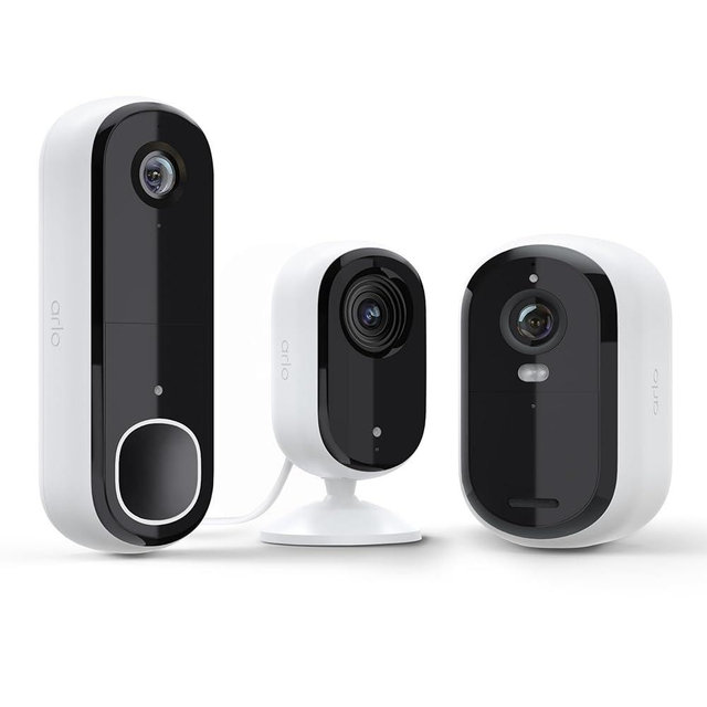 Arlo Essential Whole Home Security Bundle | Outdoor, Indoor, Video Doorbell Camera |2K Resolution|2nd Gen|Indoor - Outdoor