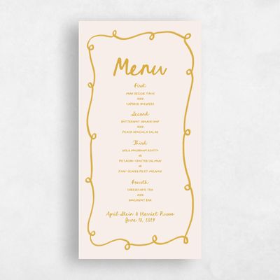 Mustard, Beige Wedding Menu - Fairuza