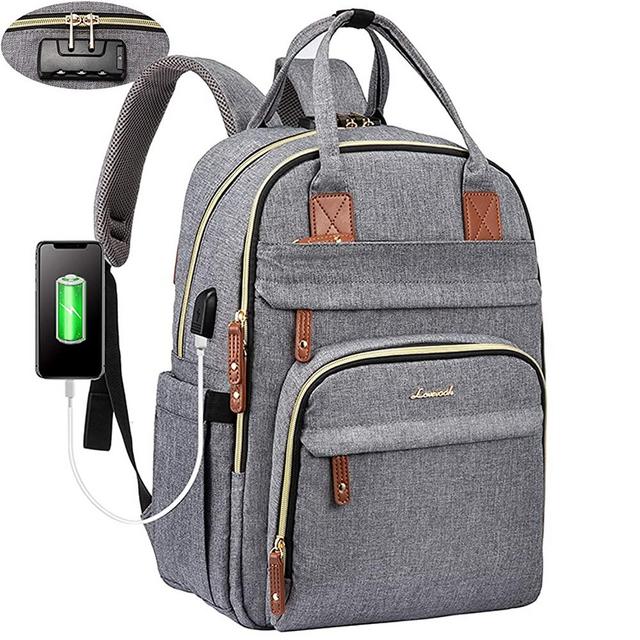 LOVEVOOK Laptop Backpack for Men & Women Unisex Travel Anti-Theft Bag Business Computer Backpacks Purse College School Student Bookbag, Casual Hiking Daypack with Lock, 15.6 Inch, Grey